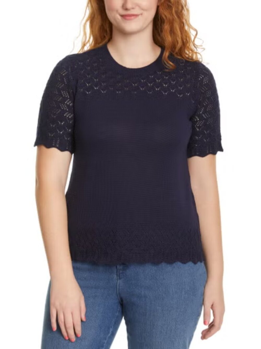 Jessica Simpson Women's Short Sleeve Sweater  Crew Neck Navy Size: Small, NWT